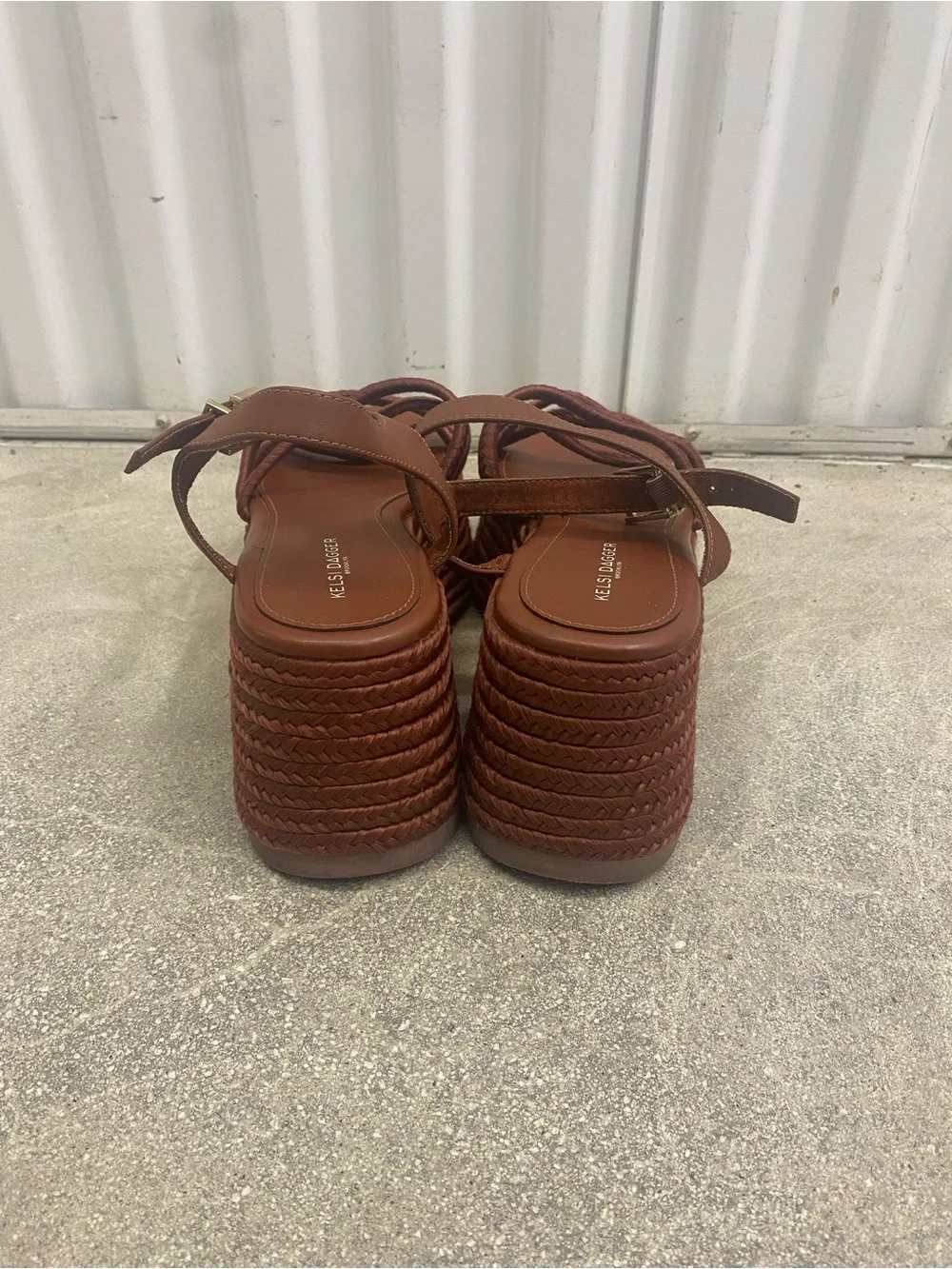 Kelsi Dagger Brown Platform Rope Sandals, Size 9